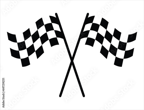 Checkered flag silhouette vector art white background