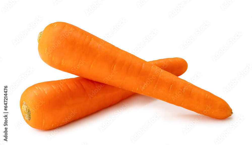Fresh orange carrots in stack isolated on white background with clipping path Close up of healthy vegetable root Fresh orange carrots in stack isolated on white background with clipping path Close up of healthy vegetable root