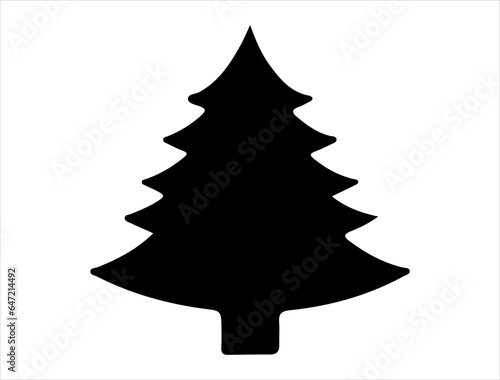 Christmas tree silhouette vector art white background