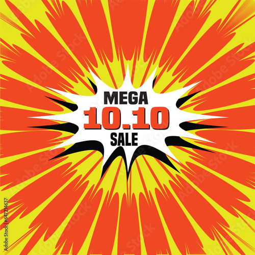 10.10 Shopping day Poster or banner. 10.10 Mega sale banner template design for social media and website.