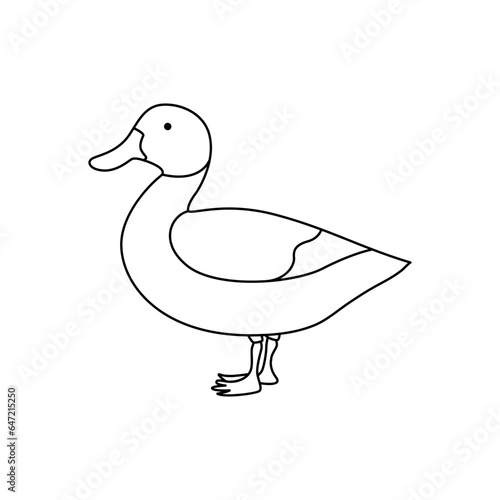 Duck continuous line art drawing, One line art design of duck, Duck animal line art vector illustration