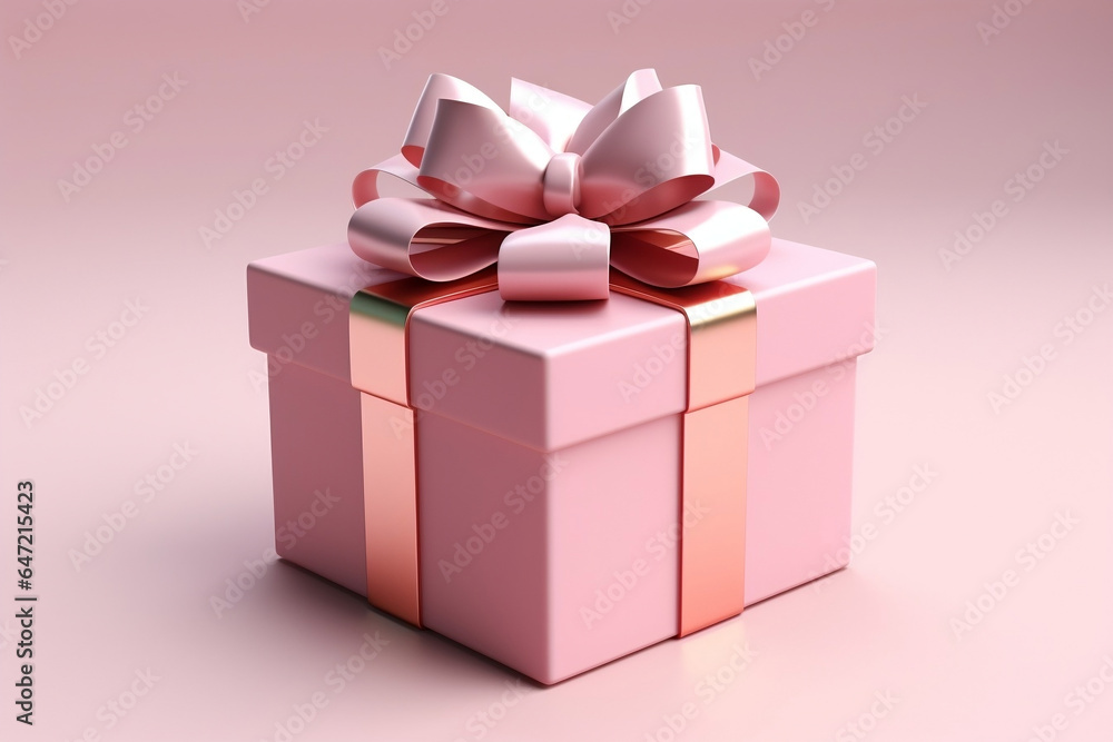 Fototapeta premium pink gift box with ribbon