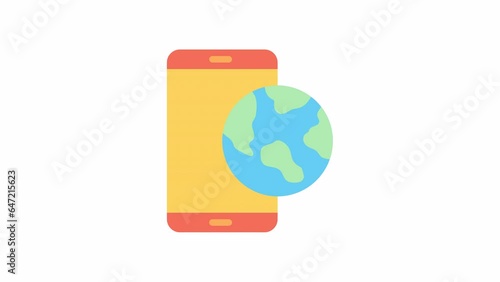 Online Application, Global Logistic animated icon on transparent background.
