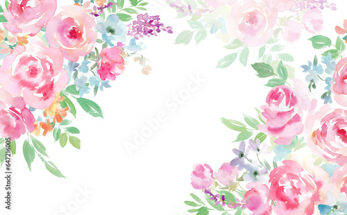 Watercolor floral frame / roses