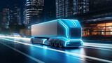 Futuristic Technology Concept Autonomous Semi Truck