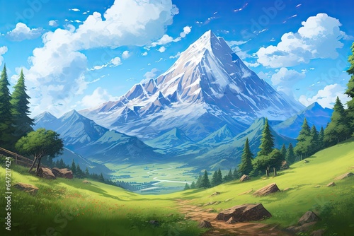 Mountain Peak Landscape in Fantasy World