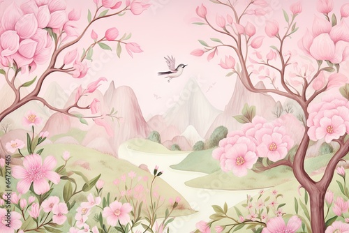 Timeless Chinoiserie Style Wallpaper Backdrop