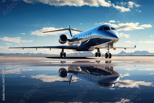 Luxury Private Jet with Stunning Water Reflection