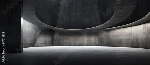 Abstract architectural background with smooth dark empty interior in ing