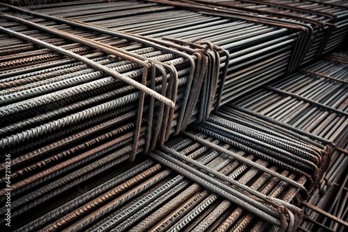 Steel reinforcement bars for construction and real estate projects. Generative AI