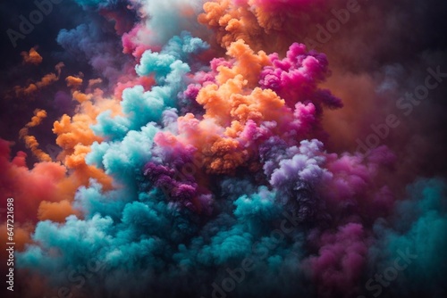 Vivid Colorful Steam Abstract: Surreal Fantasy Landscape, Mesmerizing Rainbow Swirls, Vibrant Mist, and Otherworldly Motion, Generative AI © Fors