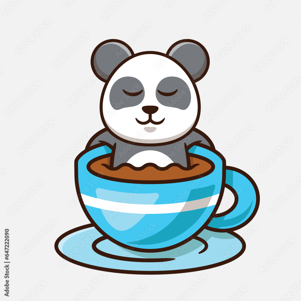 Cute Panda In A Cup Of Coffee Vector Cartoon Illustration Cute Panda In A Cup Of Coffee Vector Cartoon Illustration