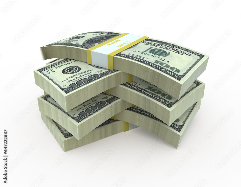 3d render hundred dollar banknote (isolated on white and clipping path) 3d render hundred dollar banknote (isolated on white and clipping path)