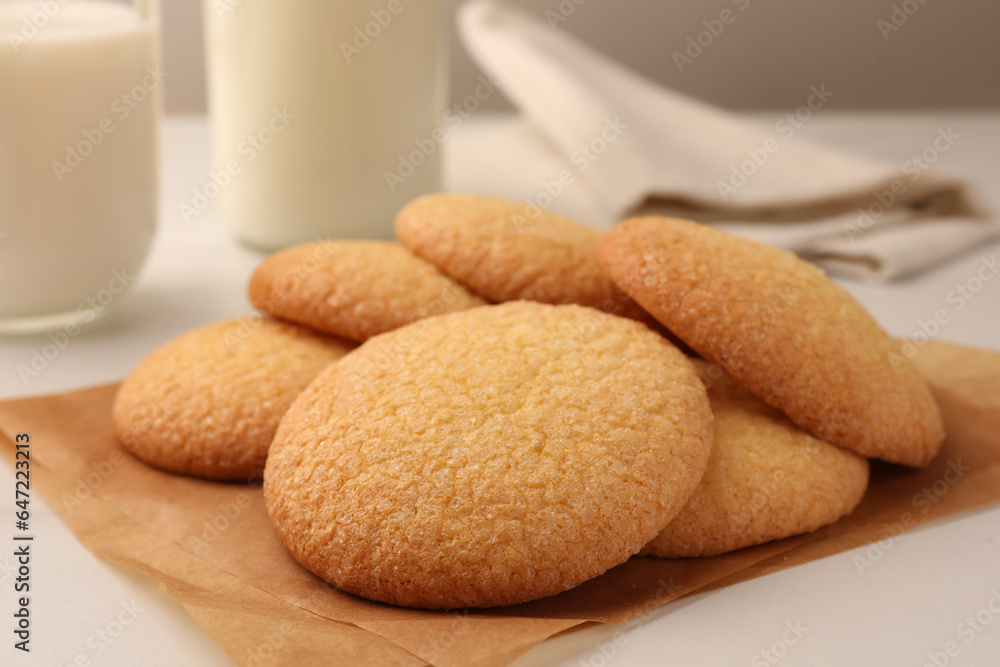 Delicious Danish butter cookies on white table, closeup Delicious Danish butter cookies on white table, closeup
