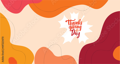 Happy Thanksgiving day - template autumn festive .Happy thanksgiving day with autumn leaves.  Vector illustration.