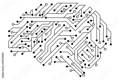 Artificial Intelligence brain illustration with board circuit. Circuit board human brain. Circuit board. Vector illustration