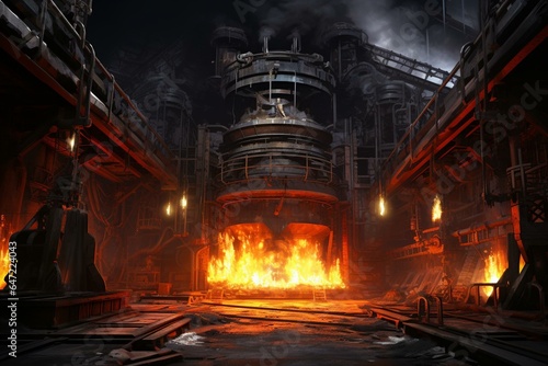 Metal plant s electric arc furnace. Generative AI
