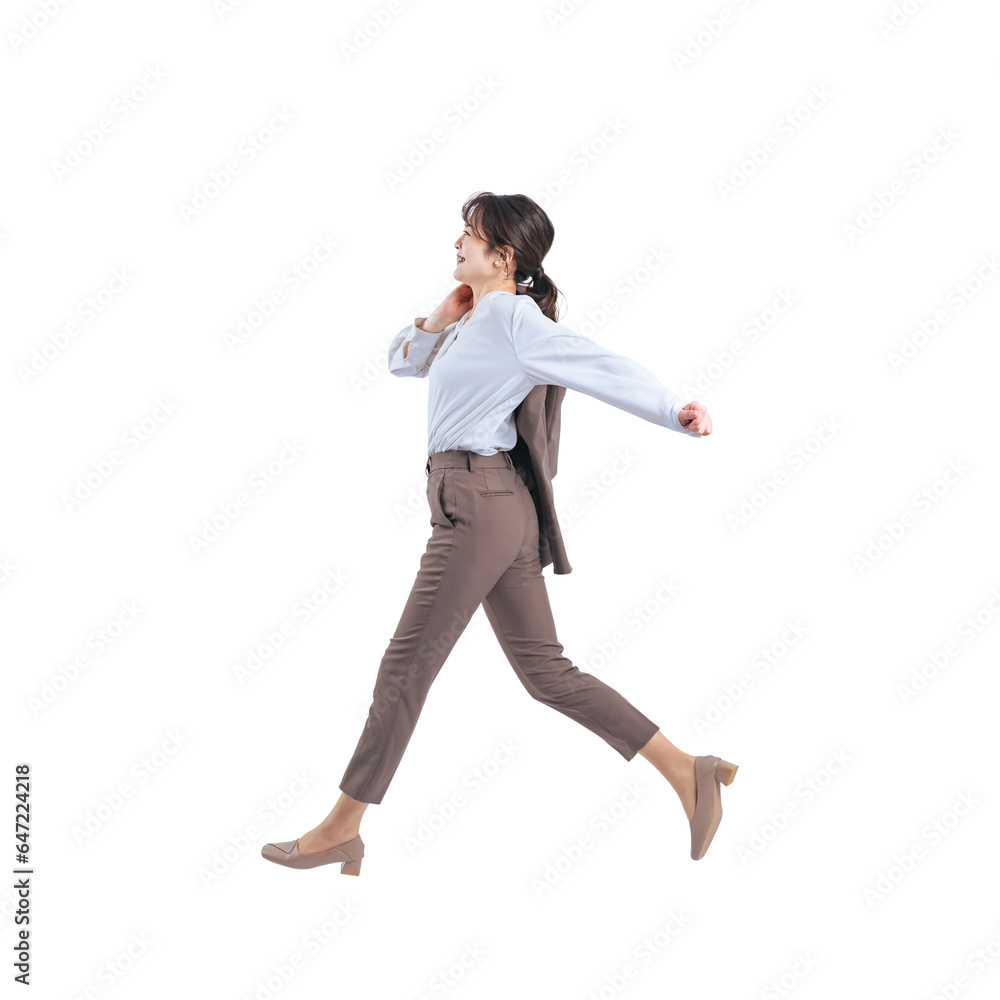 Obraz premium ジャンプするミドル女性