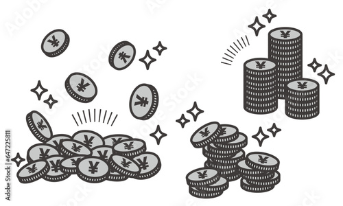 たくさんの円硬貨