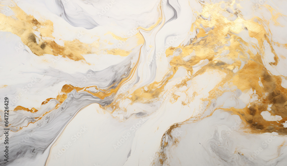 White Marble with Gold Paint Swirls - Photorealistic Pastiche