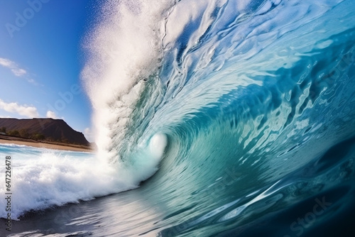 Hawaii blue tube surfing nature beach tropical sea wave ocean water
