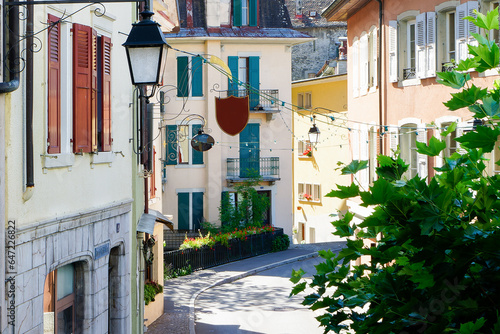 Street in the Old Town in Montreux, Switzerland