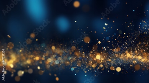 Abstract background with navy blue, gold, and dark blue particles. Generative Ai.