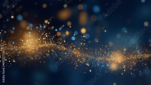 Abstract background with navy blue, gold, and dark blue particles. Generative Ai.