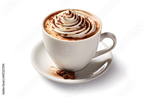 Wallpaper Mural A cup of coffee or hot choclate with milk whip cream and cholcolate powder on the white background. genarative ai Torontodigital.ca