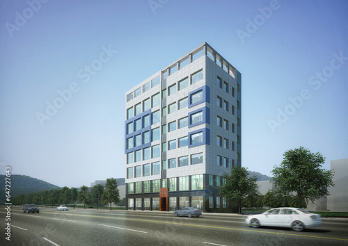 modern office building in the city, 3D rendering of a modern office building in byelnae-dong