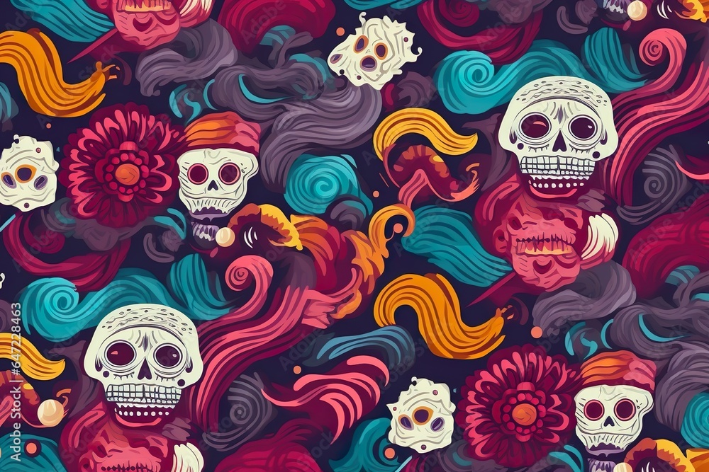 Flat design dia de muertos pattern hand drawn style day of the dead Flat design dia de muertos pattern hand drawn style day of the dead