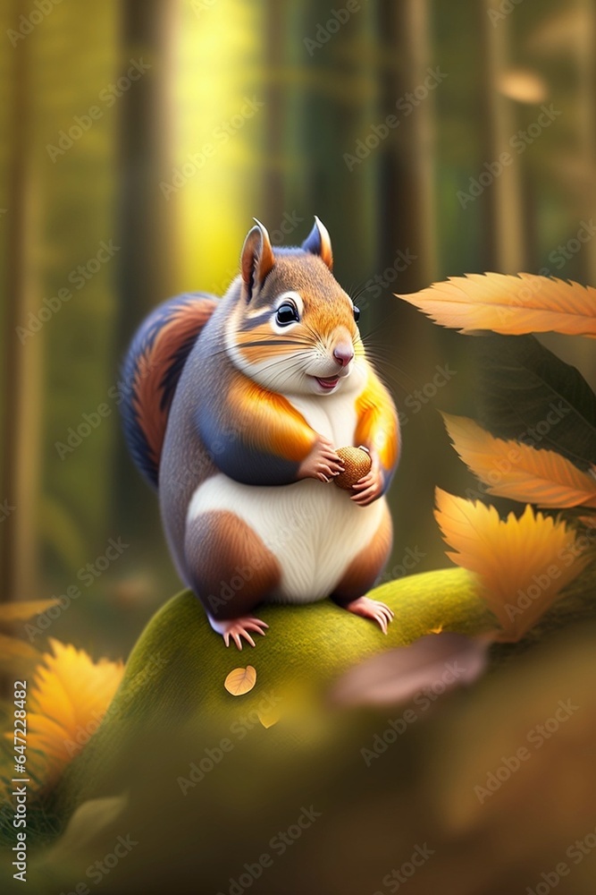 A squirrel sitting on top of a leaf covered ground A squirrel sitting on top of a leaf covered ground