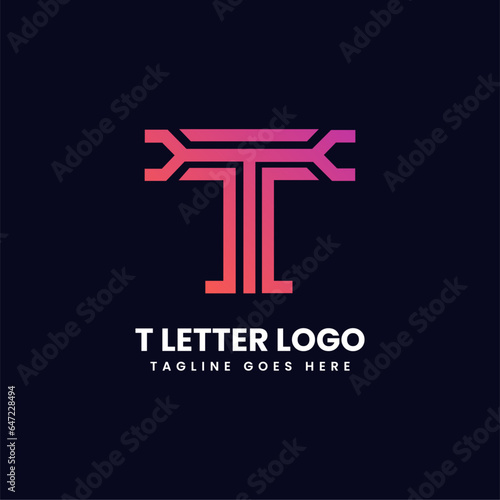 pink gradients letter t logo design idea vector image
