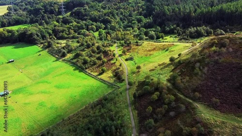 Beautiful Scottish nature and landscape aerial view. Pentland Hills Regional Park, Bonaly, Edinburgh photo