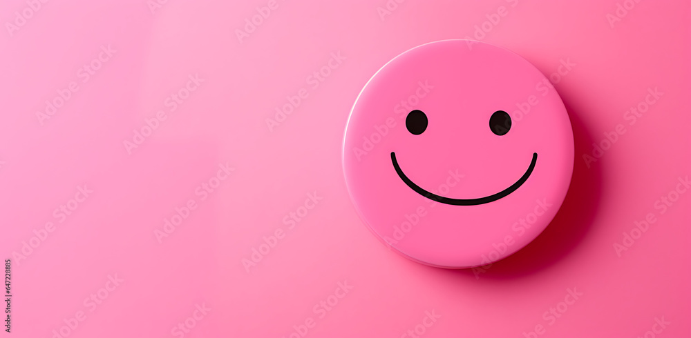Joyful Note Paper with Space for Announcements - Banner-Style, Smiling Pink Sticker on Pink Background, Minimal Retouching, Minimalist Still Life, Installation Art, Striking Contrast Joyful Note Paper with Space for Announcements - Banner-Style, Smiling Pink Sticker on Pink Background, Minimal Retouching, Minimalist Still Life, Installation Art, Striking Contrast