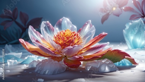  Frozen Elegance  Exotic Flower Blooms Amidst Delicate Ice 