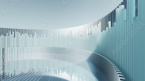 Abstract architectural background, vertical geometric shapes, sun reflection.