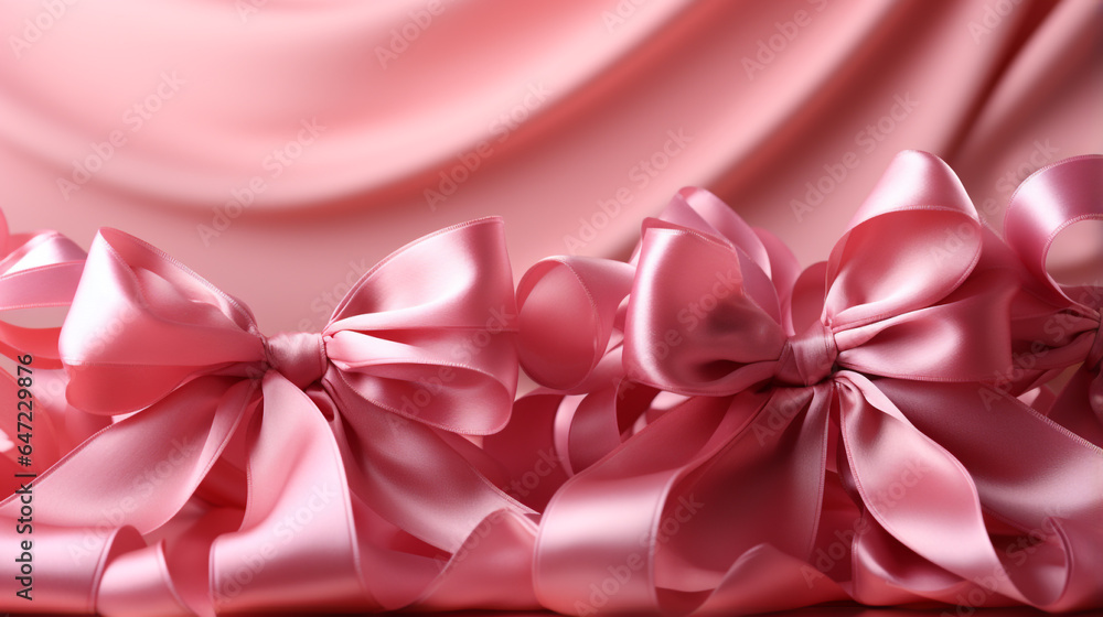 Pink ribbon on pink background with copy space Pink ribbon on pink background with copy space