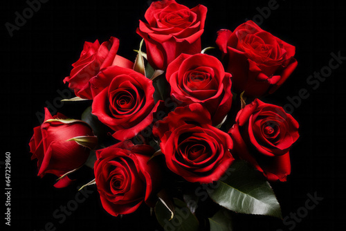 Valentine s day red roses isolated on black