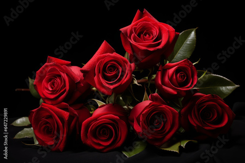 Valentine s day red roses isolated on black