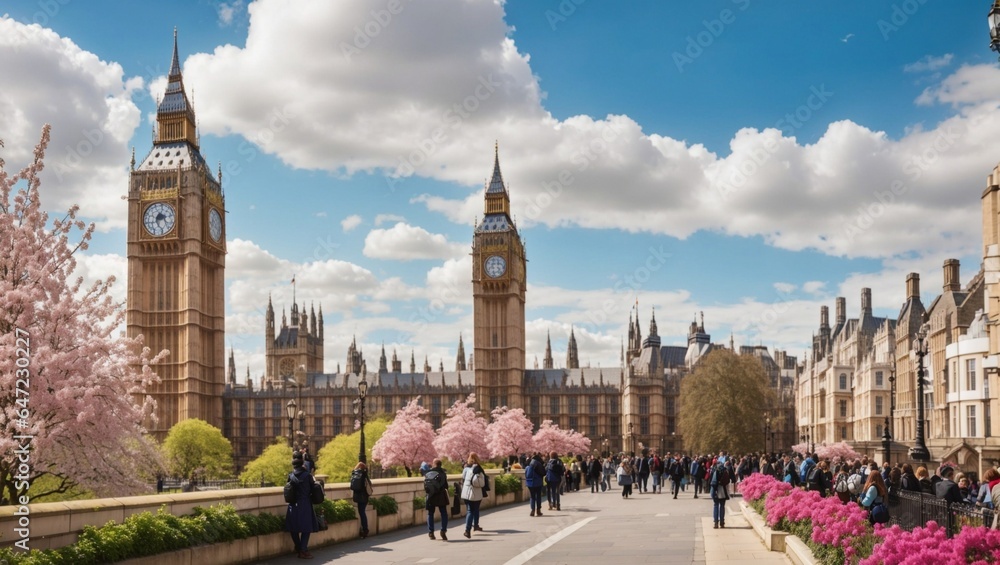 Westminster palace of london old town in united kingdom. city capital of UK. england in spring. cityscape at day.