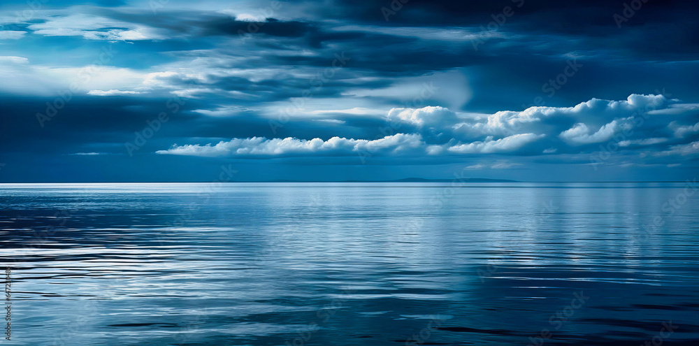 Blue Sky and Ocean: Serene Natural Landscape