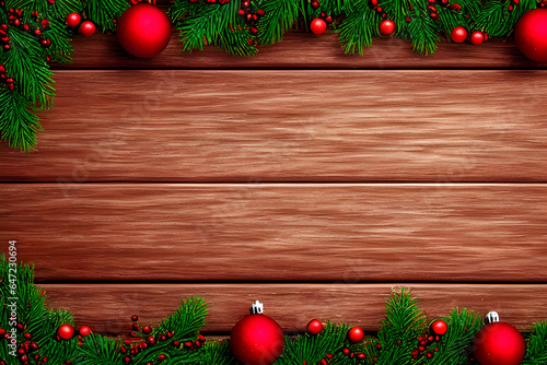 Christmas decorations on a wooden background