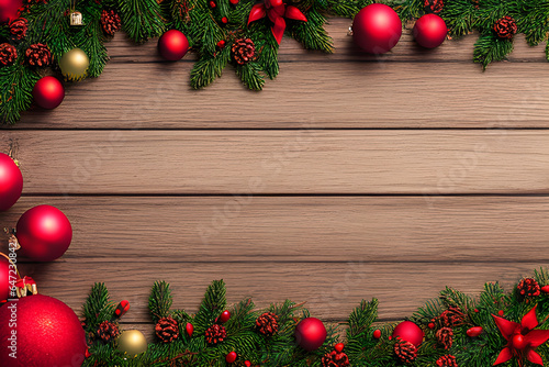 Christmas decorations on a wooden background