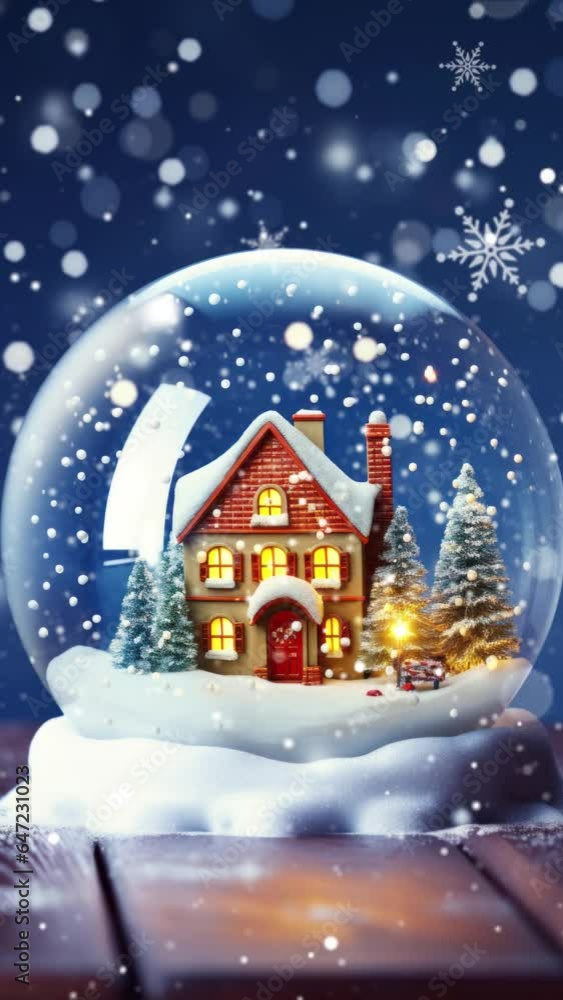 Vertical Video Glowing Crystal Ball on Snowfall Background. Beautiful 3d Cartoon Animation. Animated Greeting Card New Years Eve. Vertical Video Glowing Crystal Ball on Snowfall Background. Beautiful 3d Cartoon Animation. Animated Greeting Card New Years Eve.