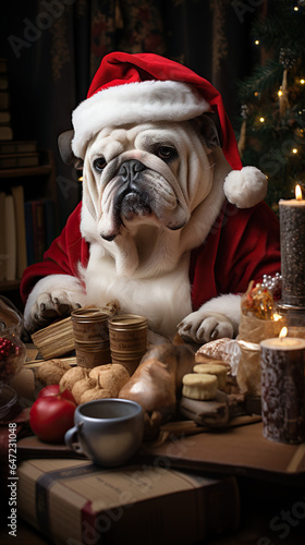 Santa Claus English Bulldog Christmas