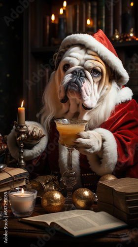Santa Claus English Bulldog Christmas