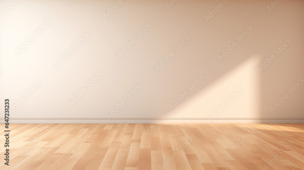 Empty room for mockup. Empty room with triangle sunlight on the wall. Generative AI Empty room for mockup. Empty room with triangle sunlight on the wall. Generative AI
