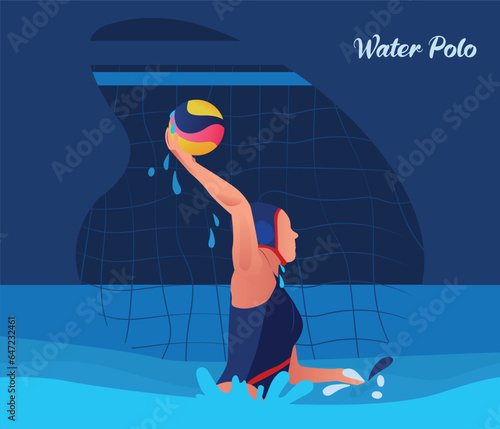 Woman playing water polo water sport activity