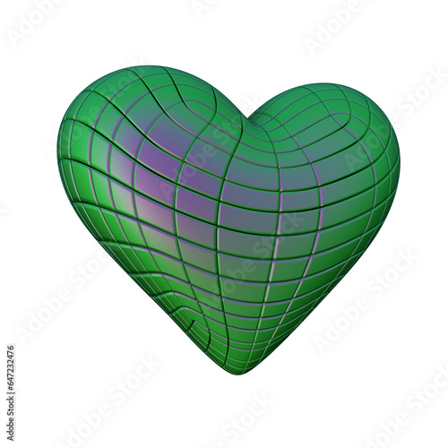 Green Metallic 3D Heart
